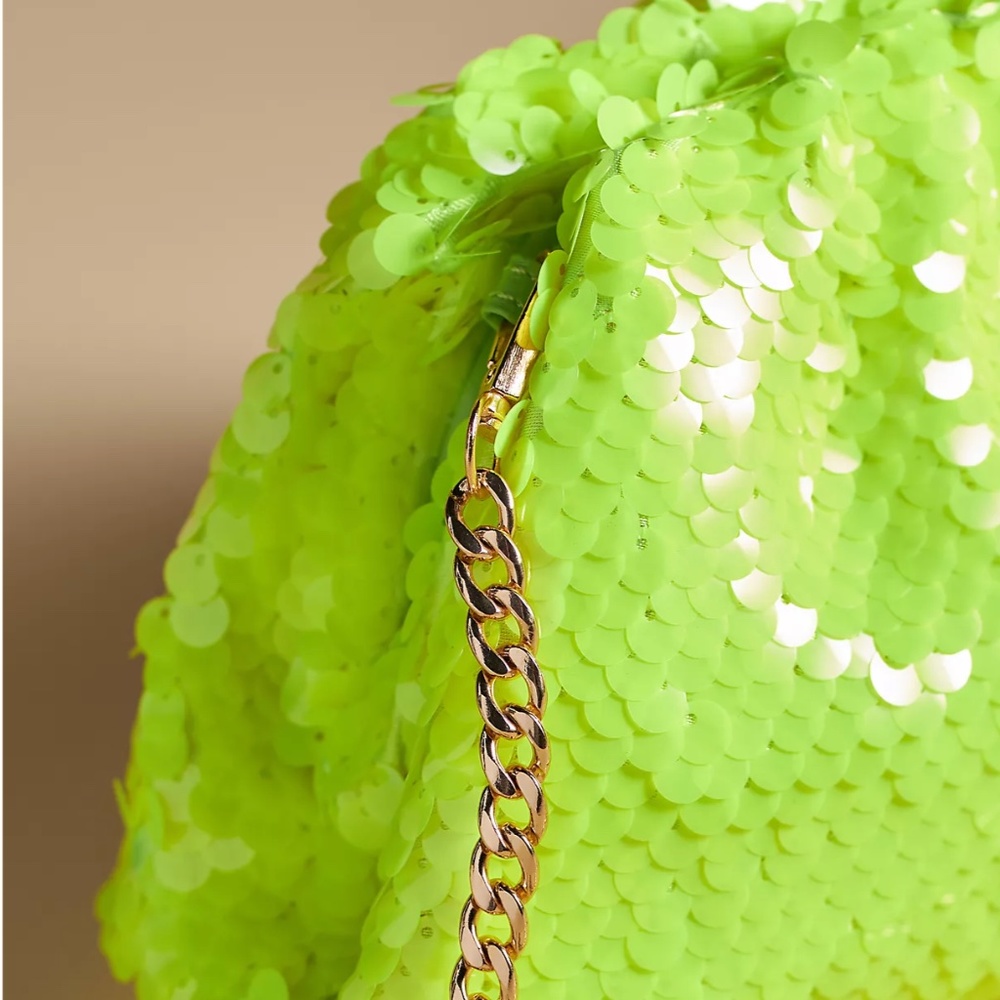 Anthropologie Frankie Mini Clutch: Piette Sequin Edition - Neon Yellow - NEW - Picture 3 of 7